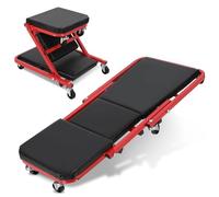 Jaxguom Planche de montage 2 en 1 pour atelier jusqu'à 150 kg, tabouret avec roulettes à 360°, chaise longue et siège roulant, fonction siège et couchage