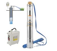 Jaxguom Pompe de puits immergée 750 W - 4 m³/h hauteur de refoulement 67 m - Pompe de puits en acier inoxydable + bec en laiton - Résistant au sable pour eau domestique et jardin - Avec boîtier de