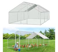 Jaxguom Poulailler - 3 x 6 x 2 m - En acier galvanisé - Enclos pour petits animaux - Avec toit pare-soleil et porte - Pour animaux de compagnie, poules, oiseaux, petits animaux et plantes