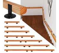 Jaxguom Rampe d'escalier en bois de pin 80 cm pour escalier, main courante murale, escalier, montage latéral, avec supports muraux, matériel de montage, pour l'intérieur, bois semi-circulaire