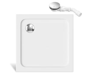 Jaxguom Receveur de douche carré avec siphon en acrylique blanc 80 x 80 cm | 4 cm de hauteur, kit complet avec bonde de vidage, ouverture de vidange de 90 mm de diamètre, pour les nouvelles