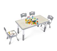 Jaxguom Table pour enfant avec 4 chaises, réglable en hauteur sur 7 | Table de peinture et table d'activités pour maternelle et chambre d'enfant, groupe de sièges XXL pour enfants à partir de 2