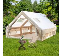 Jaxguom Tente de gamping Gonflable avec Ouverture de cheminée et fenêtre de Toit, Glamping pour l'extérieur, Gonflable en Tissu Oxford imperméable 4 Saisons, fenêtres et Portes avec (300x400x210cm)