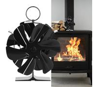 Jaxguom Ventilateur de cheminée double face - 6 feuilles - Avec thermomètre - Sans électricité - Efficace - Silencieux - Pour cheminée, poêle à bois - 16 x 12 x 18,5 cm