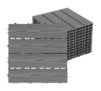 Jaxguom WPC - Lot de 44 dalles de terrasse à clipser - 30 x 30 cm - Pour 4 m² - Revêtement de sol de balcon résistant aux intempéries - Système de clic imperméable - Pour extérieur - Anthracite