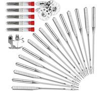 JAXICREY Lot de 50 aiguilles pour machine à coudre - 65/9 75/11 90/14 100/16 110/18 - Pour machine à coudre - Universelles - Pour machine à coudre - Pour cuir denim, jeans, tissu jersey stretch