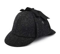 Jaxon & James Chapeau Sherlock Holmes en Harris Tweed Noir-Anthracite Medium