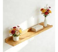 Jaxuzegs Étagère Murale Bois Massif 30-90cm Étagère Flottante en Bois Bois de pin Massif pour Fixation Murale étagère à Rebord pour Photos étagère à Livres pour Enfants,Natural Wood Color,90 15cm