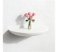 Jaxuzegs Étagère Murale en Bois Flottant Etagere en Bois Rustique avec extrémité Arrondie pour Salon Chambre à Coucher 38 * 20 * 3cm,Blanc