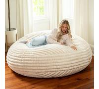 Jaxx Cocoon - Grand Pouf Poire pour Adultes, Fausse Fourrure de Luxe de qualité supérieure, 1,8 m, Ivoire Mondo