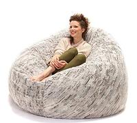 Jaxx Cocoon Grand pouf pour adultes, en fausse fourrure de luxe de qualité supérieure, renard argenté de 1,8 m