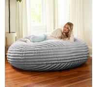 Jaxx Cocoon Pouf de luxe en cuir synthétique de qualité supérieure pour adulte 1,8 m (1,8 m) (Gris monde)