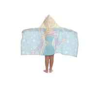Jay Franco Disney La Reine des Neiges Elsa - Serviette Cape De Bain À Capuche 56 × 56 cm pour Enfants, Ultra Douce pour Bain, Plage, Piscine Et Voyage, Produit sous Licence Officielle, Bleu