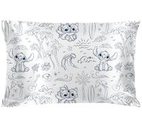 Jay Franco Disney Lilo et Stitch Taie d'oreiller en satin - Taille standard 50x75 Housse d'oreiller blanche premium soyeuse de qualité supérieure