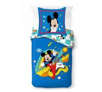 Jay Franco Disney Mickey et Ses Amis Ensemble de Housse de Couette Simple pour Enfants - Literie Ultra-Douce 100% Coton avec taie d’Oreiller, Produit sous Licence Officielle, Bleu, Ensemble 2 pièces