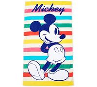 Jay Franco Disney Mickey Mouse Jolies Rayures - Serviette de Plage Extra Large - 86x162 cm - 100% Coton