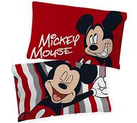 Jay Franco Disney Mickey Mouse Lot de 2 taies d'oreiller à rayures - Literie double face super douce pour enfants (produit officiel Disney)