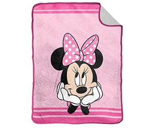 Jay Franco Disney Minnie Mouse Tout sur Le Noeud Papillon - Couverture Sherpa Extra Douce - 130x150 cm - 100% Microfibre