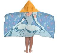 Jay Franco Disney Princess Cendrillon - Serviette Cape De Bain À Capuche 56 × 56 cm pour Enfants, Ultra Douce pour Bain, Plage, Piscine Et Voyage, Produit sous Licence Officielle, Bleu