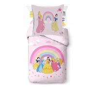 Jay Franco Disney Princess Ensemble de literie avec Drap et taie d'oreiller - Literie Douce et Douillette, Produit sous Licence Officielle, Arc-en-Ciel, 3 pièces, lit Simple