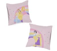 Jay Franco Disney Princess Papier découpé Set de taies d'oreiller réversibles Enfant 80x80 cm, 100% Coton - Lot de 2