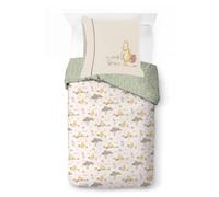 Jay Franco Disney Winnie l'ourson Ensemble de Housse de Couette Simple - Linge de lit Ultra-Doux 100% Coton avec taie d'oreiller, Produit sous Licence Officielle, Multicolore, Ensemble 2 pièces