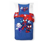 Jay Franco Ensemble de Housse de Couette Kids Marvel Spidey & His Amazing Friends - Literie Ultra-Douce 100% Coton avec taie d'oreiller, Produit sous Officielle, Bleu, 2 pièces pour lit Simple