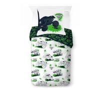 Jay Franco Kids Feld Monster Jam Ensemble de Housse de Couette - Literie Ultra Douce avec taie d'oreiller, Housse Uniquement, Couette Non Incluse, Blanc, 2 pièces Simple