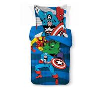 Jay Franco Kids Marvel Avengers Ensemble de Housse de Couette - Literie Ultra Douce avec taie d'oreiller, Housse Uniquement, Couette Non Incluse, Bleu, 2 pièces Simple