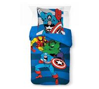 Jay Franco Kids Marvel Avengers Ensemble de Housse de Couette - Literie Ultra Douce avec taie d'oreiller, Housse Uniquement, Couette Non Incluse, Bleu, 2 pièces Simple