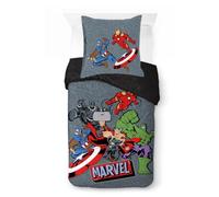 Jay Franco Kids Marvel Avengers Ensemble de Housse de Couette - Literie Ultra Douce avec taie d'oreiller, Housse Uniquement, Couette Non Incluse, Gris, 2 pièces Simple