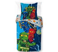 Jay Franco Lego Ninjago Ensemble Housse de Couette - Linge de Lit Ultra Doux pour Enfants avec Taie d’Oreiller, Housse Seulement (Garnissage Non Inclus), Bleu, 2 Pièces Simple