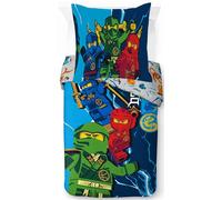 Jay Franco Lego Ninjago Ensemble Housse de Couette - Linge de Lit Ultra Doux pour Enfants avec Taie d’Oreiller, Housse Seulement (Garnissage Non Inclus), Bleu, 2 Pièces Simple