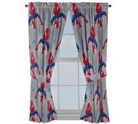 Jay Franco Lot de 2 rideaux de fenêtre pour chambre d'enfant avec 2 embrasses, gris - Spiderman, 106,7 cm de large x 160 cm de long