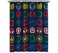 Jay Franco Marvel Avengers Shields Shower Curtain & Easy Care Fabric Kids Bath Curtain Features Captain America, Iron Man, Thor, & Spiderman (Official Marvel Product)