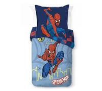 Jay Franco Marvel Spiderman Heldenkraft Ensemble de literie pour lit simple 100% coton - Comprend une taie d'oreiller 80 x 80 cm