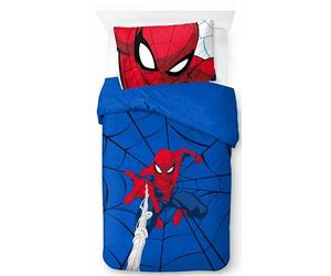 Jay Franco Marvel Spiderman Webtastic 100% Coton Ensemble Housse de Couette Lit Simple - Comprend Une Taie d’Oreiller 50 x 70 cm