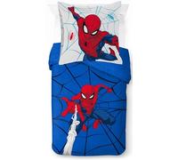 Jay Franco Marvel Spiderman Webtastic Ensemble de housse de couette 100% coton pour lit simple - Comprend une taie d'oreiller 80 x 80 cm