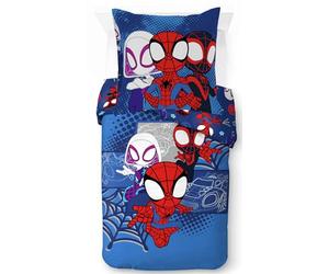 Jay Franco Marvel Spidey et Ses Amis extraordinaires Vroom - Parure de lit Une Personne pour Enfant - Ensemble Housse de Couette et taie d'oreiller 80 x 80 cm - 100% Coton