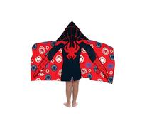 Jay Franco Marvel Spidey Et Ses Fantastiques Amis Miles Morales - Serviette Cape De Bain À Capuche 56 × 56 cm pour Enfants, Ultra Douce pour Bain, Plage, Produit sous Licence Officielle, Bleu Marine