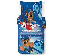 Jay Franco Nickelodeon Paw Patrol Parure de lit simple 100 % coton - Chase Blue Parure de lit avec taie d'oreiller 80 x 80 cm