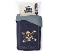 Jay Franco One Piece High Seas 100% Coton Ensemble Housse de Couette Lit Simple - Linge de Lit Comprend Une Taie d’Oreiller 50 x 70 cm