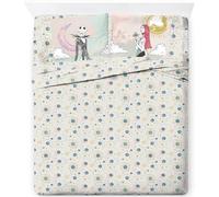 Jay Franco Parure de lit 4 pièces avec drap-housse, draps plats et taie d'oreiller - Literie ultra douce avec taie d'oreiller pour décoration de chambre, beige - Étrange Noël de monsieur Jack