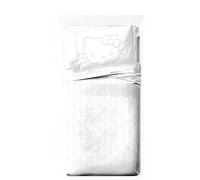 Jay Franco Parure de lit avec drap-housse, draps plats et taie d'oreiller - Literie ultra douce avec taie d'oreiller pour décoration de chambre, blanc - Hello Kitty, 3 pièces pour lit jumeau