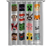 Jay Franco Rideau de douche Minecraft Mobs and Blocks en tissu facile d'entretien pour gamer avec Creeper (produit officiel Minecraft)