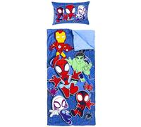 Jay Franco Sac de Couchage Marvel Spidey et Ses Amis extraordinaires avec Oreiller intégré, Tapis de Sieste pour Enfant avec poignée de Transport, 2 pièces