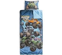 Jay Franco Sac de Couchage Monster Jam Trucks avec Oreiller intégré, Ensemble Couverture et Oreiller, Tapis de Sieste avec poignée de Transport, 2 pièces
