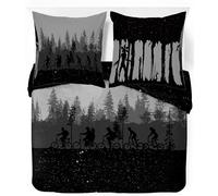 Jay Franco Stranger Things Ensemble Housse de Couette - Linge Ultra Doux avec Taie d’Oreiller, Housse Seulement (Garnissage Non Inclus), Noir, 3 Pièces Double