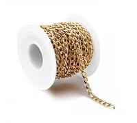 Jaydis Chaînes de charnière en aluminium 7,5x4 mm maillons torsadés en croix plaqués or avec bobine pour pendentifs, colliers, fabrication de bijoux