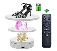 JAYEGT Présentoir rotatif motorisé 3 en 1 avec coque de rechange de 14 cm / 17 cm / 22 cm - Charge maximale de 10 kg - Plateau tournant électronique à 360° pour produits de photographie (3 en 1, blanc